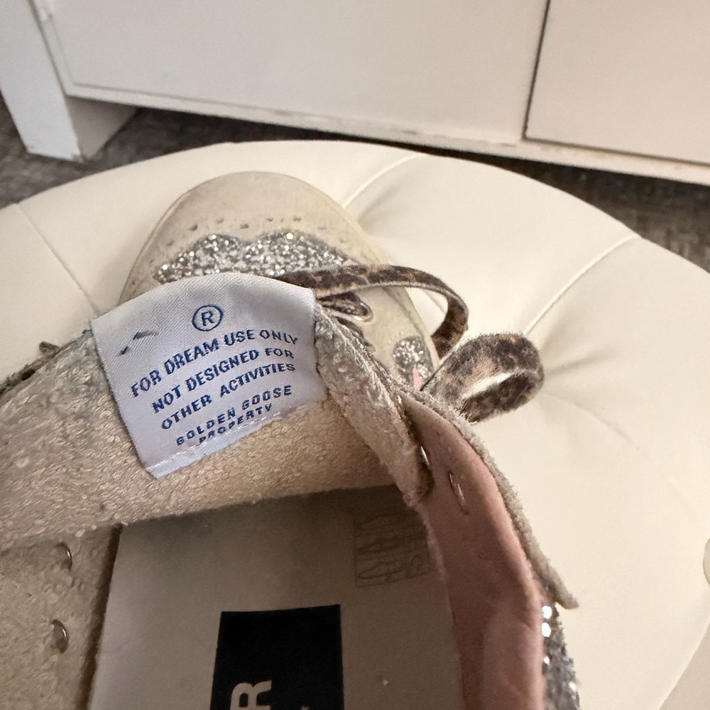 Golden Goose Silver Glitter High-Top Sneakers with Pink Star - Picture 7 of 8